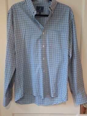 Wool & Prince Men's Blue Check Button-Down Shirt